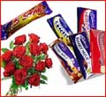 12 Roses Bouquet &Assorted Chocolates