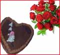 10 Red Roses Bouquet &1 lb. Choco Cake