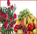 10 Red Roses & Fruits Basket